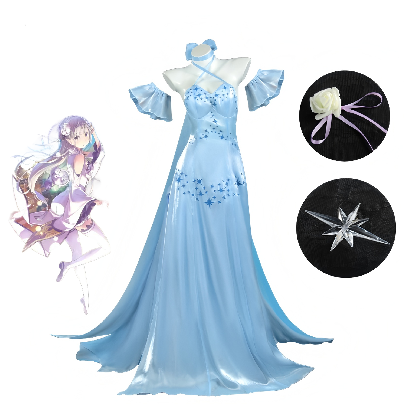 Anime Merchandise Women - Game Re:Zero Emilia Cosplay Costume Full